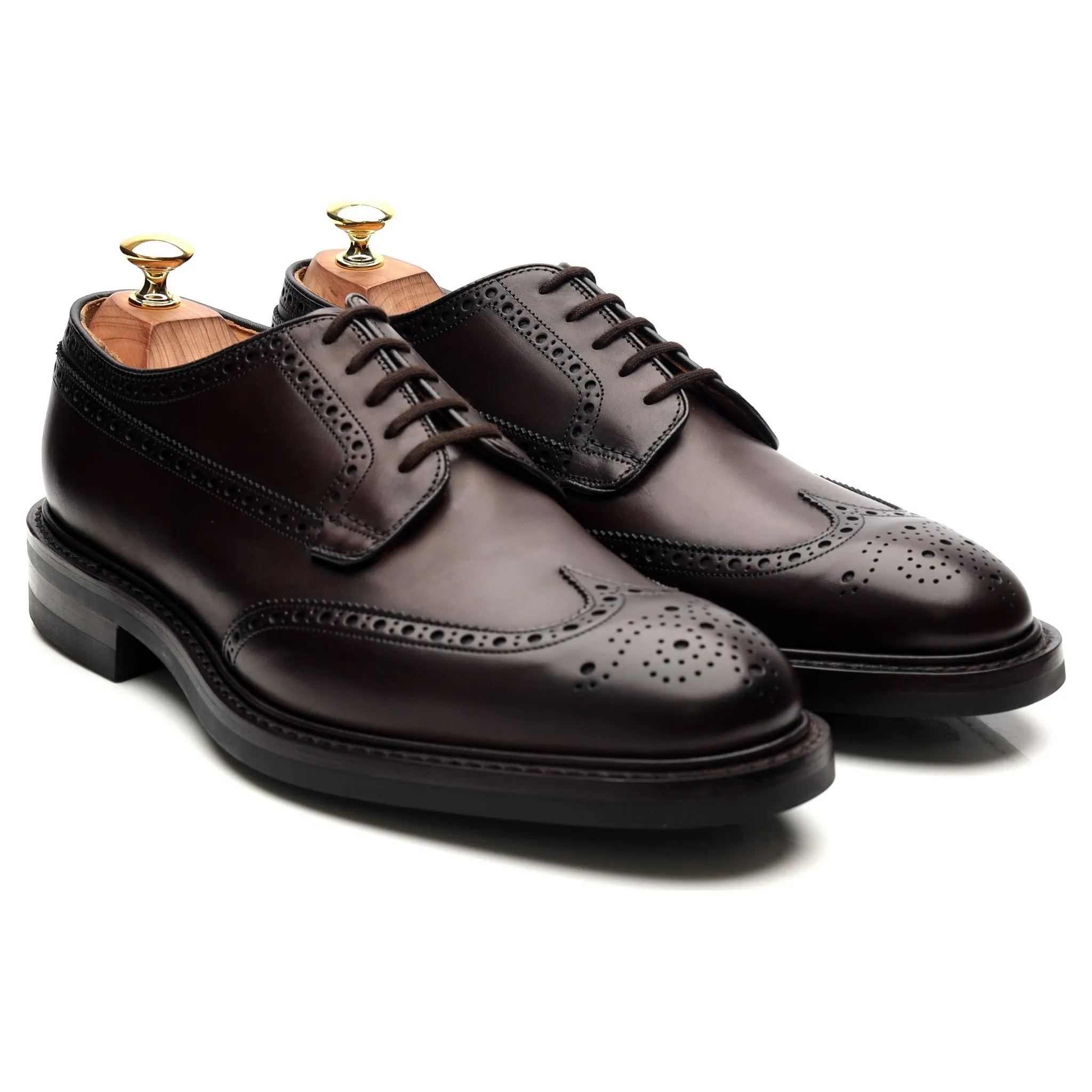 'Grafton' Dark Brown Leather Derby Brogues UK 8.5 F