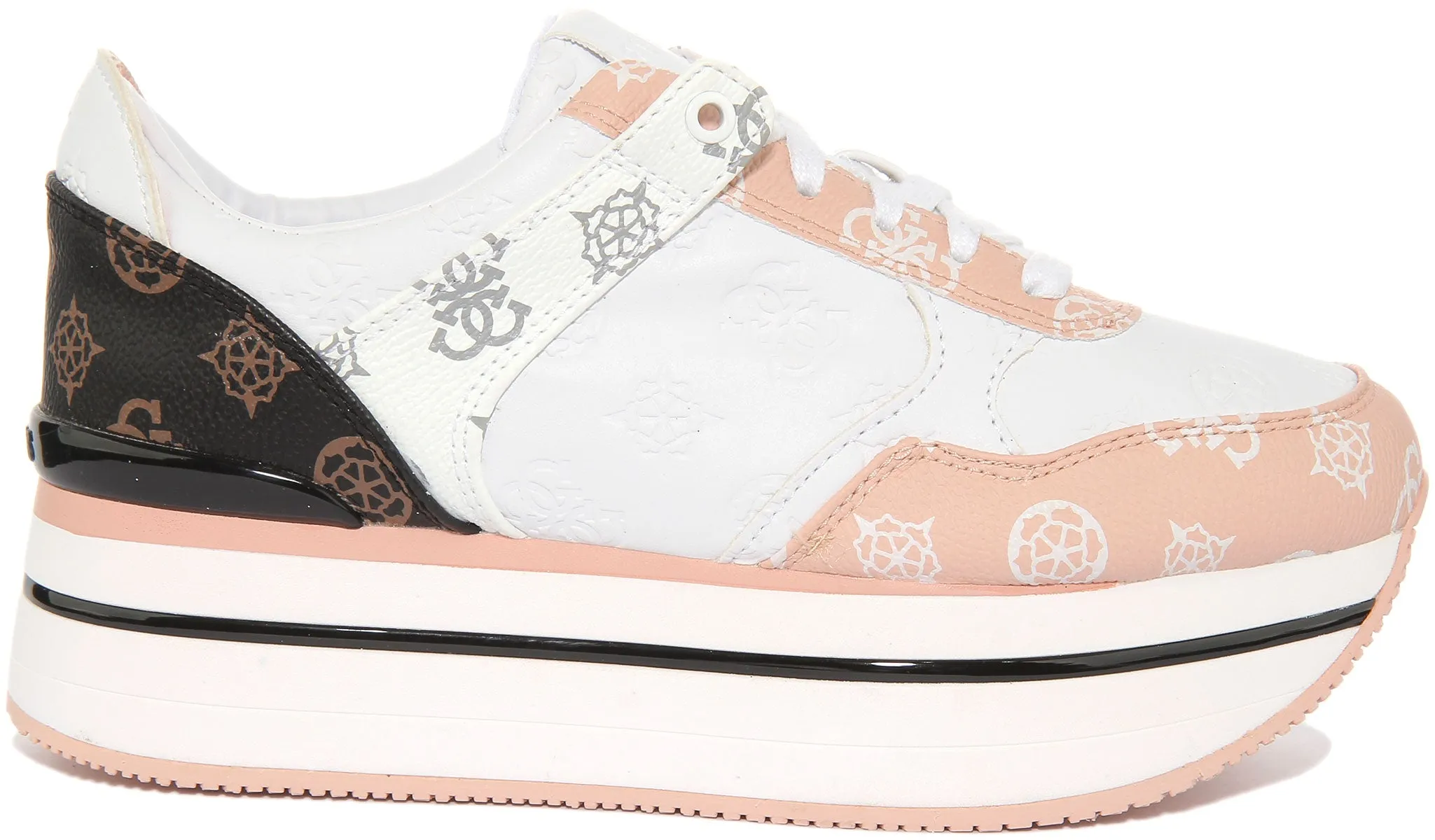 Guess Hindle 4G Platform In White Pink For Women