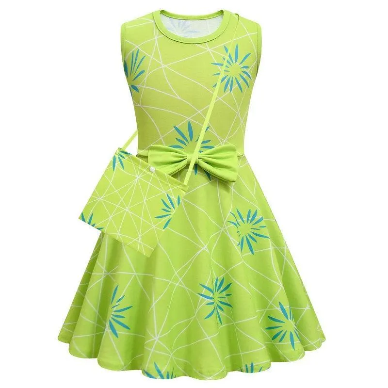 Halloween cosplay costumes Girl's sleeveless bow vest dress Geometric Floral Print Girl's Dress Stage performance movie role-playing costumes