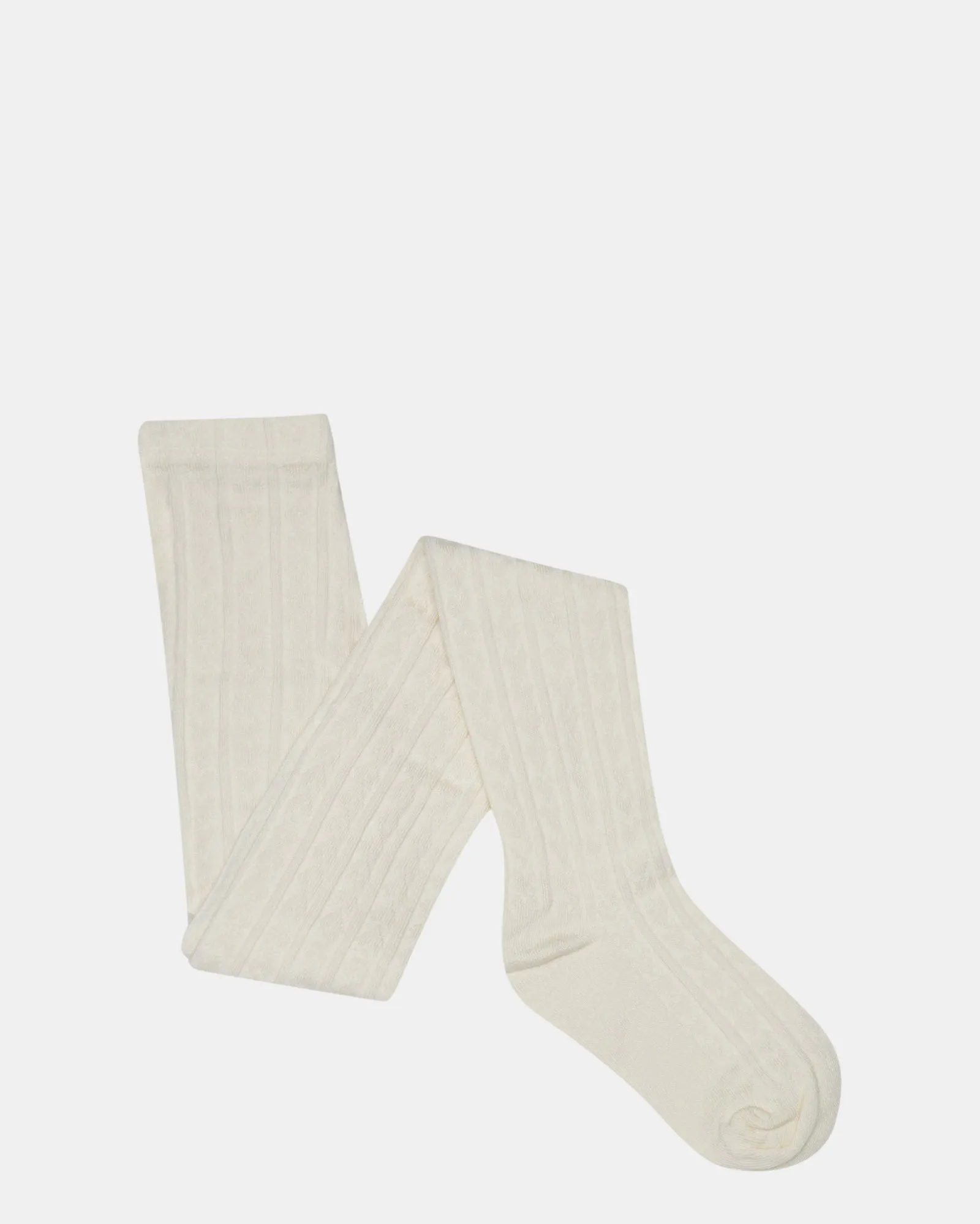 Heart Cable Cotton Tights II Cream