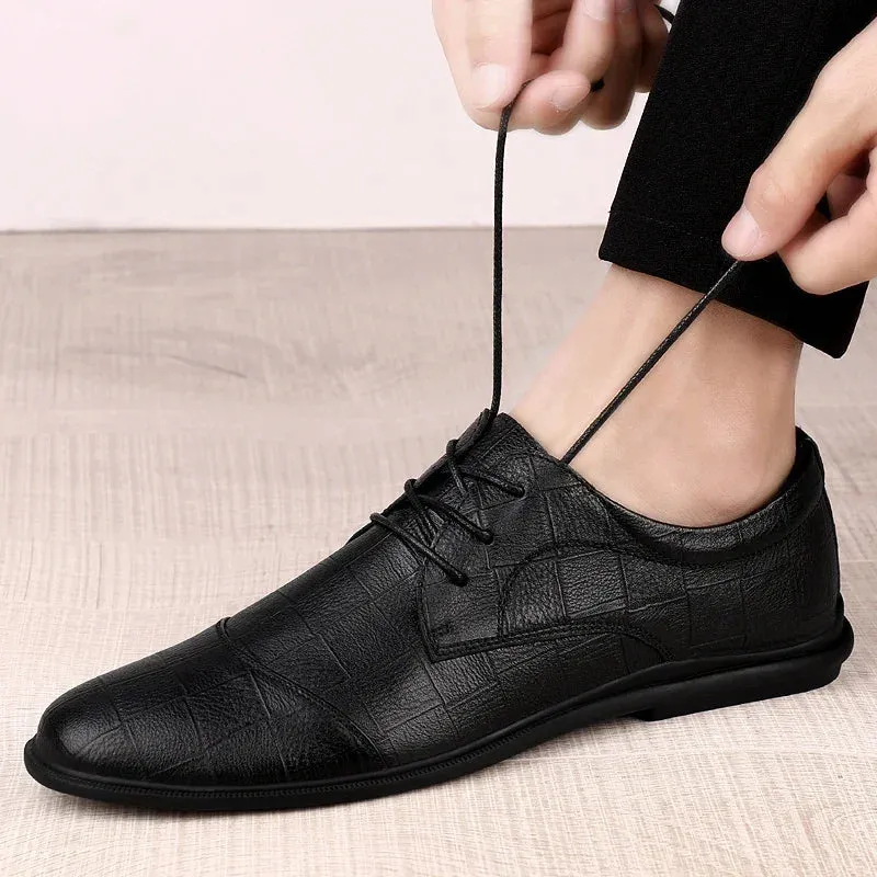 Hnzxzm Men Dress Shoes lace up genuine Leather Luxury Fashion Groom Wedding Shoes for Men outdoor Luxury italian style Oxford Shoes