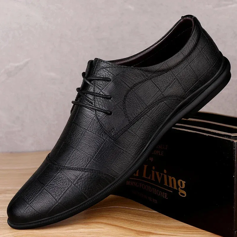 Hnzxzm Men Dress Shoes lace up genuine Leather Luxury Fashion Groom Wedding Shoes for Men outdoor Luxury italian style Oxford Shoes