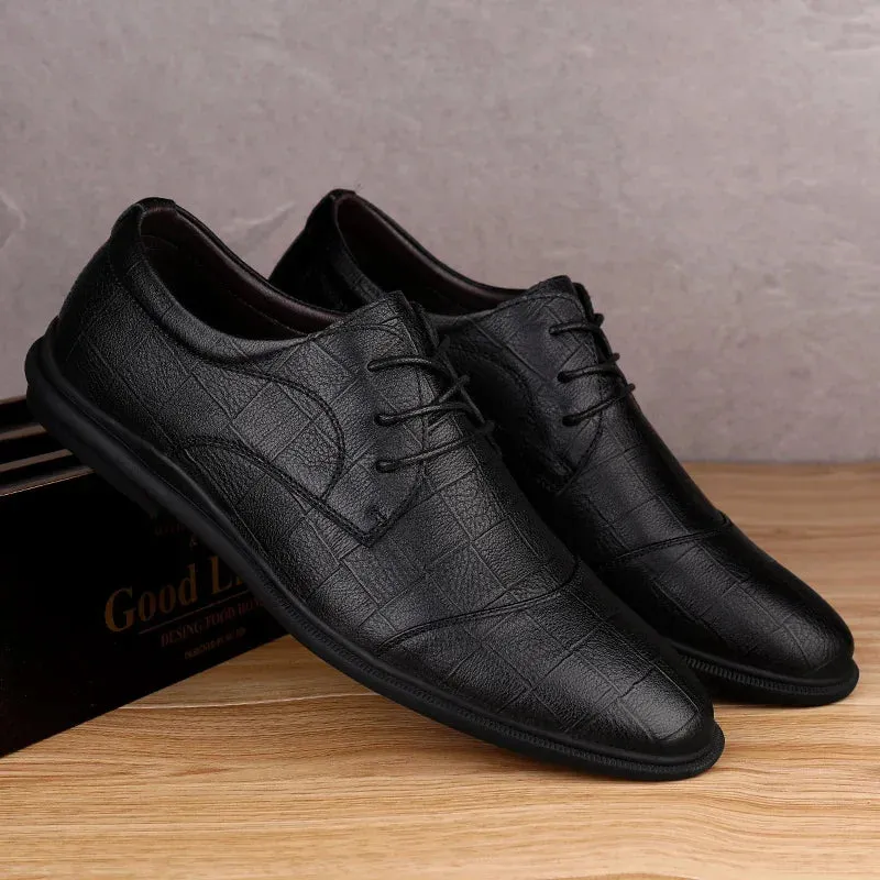 Hnzxzm Men Dress Shoes lace up genuine Leather Luxury Fashion Groom Wedding Shoes for Men outdoor Luxury italian style Oxford Shoes
