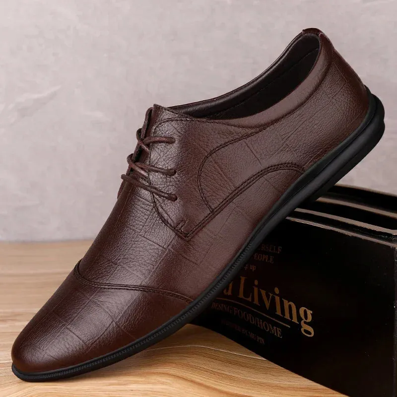 Hnzxzm Men Dress Shoes lace up genuine Leather Luxury Fashion Groom Wedding Shoes for Men outdoor Luxury italian style Oxford Shoes