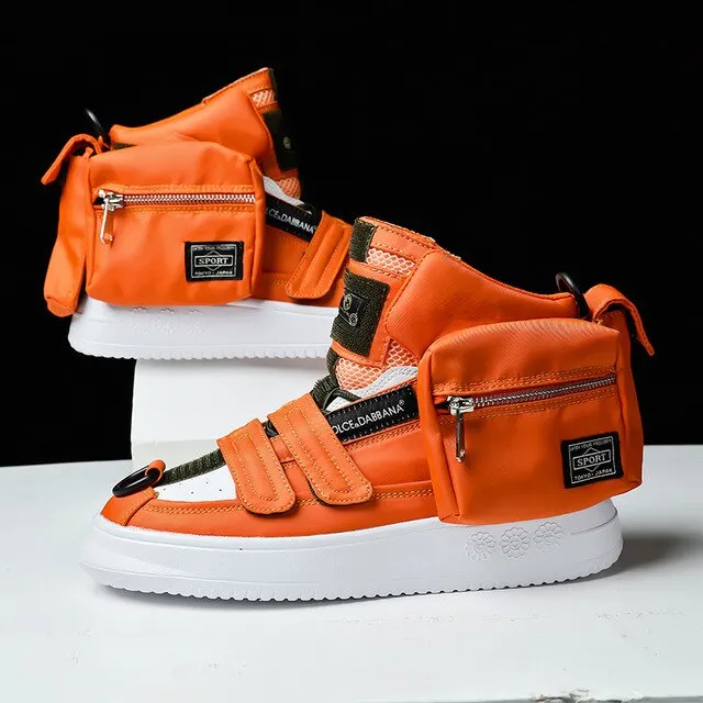 Hot Pocket Decorate Orange Men Casual Shoes Comfort Solid Men's Winter Sneakers Street Style Hip Hop Men Shoes zapatillas hombre
