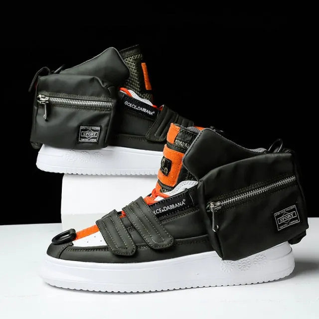 Hot Pocket Decorate Orange Men Casual Shoes Comfort Solid Men's Winter Sneakers Street Style Hip Hop Men Shoes zapatillas hombre