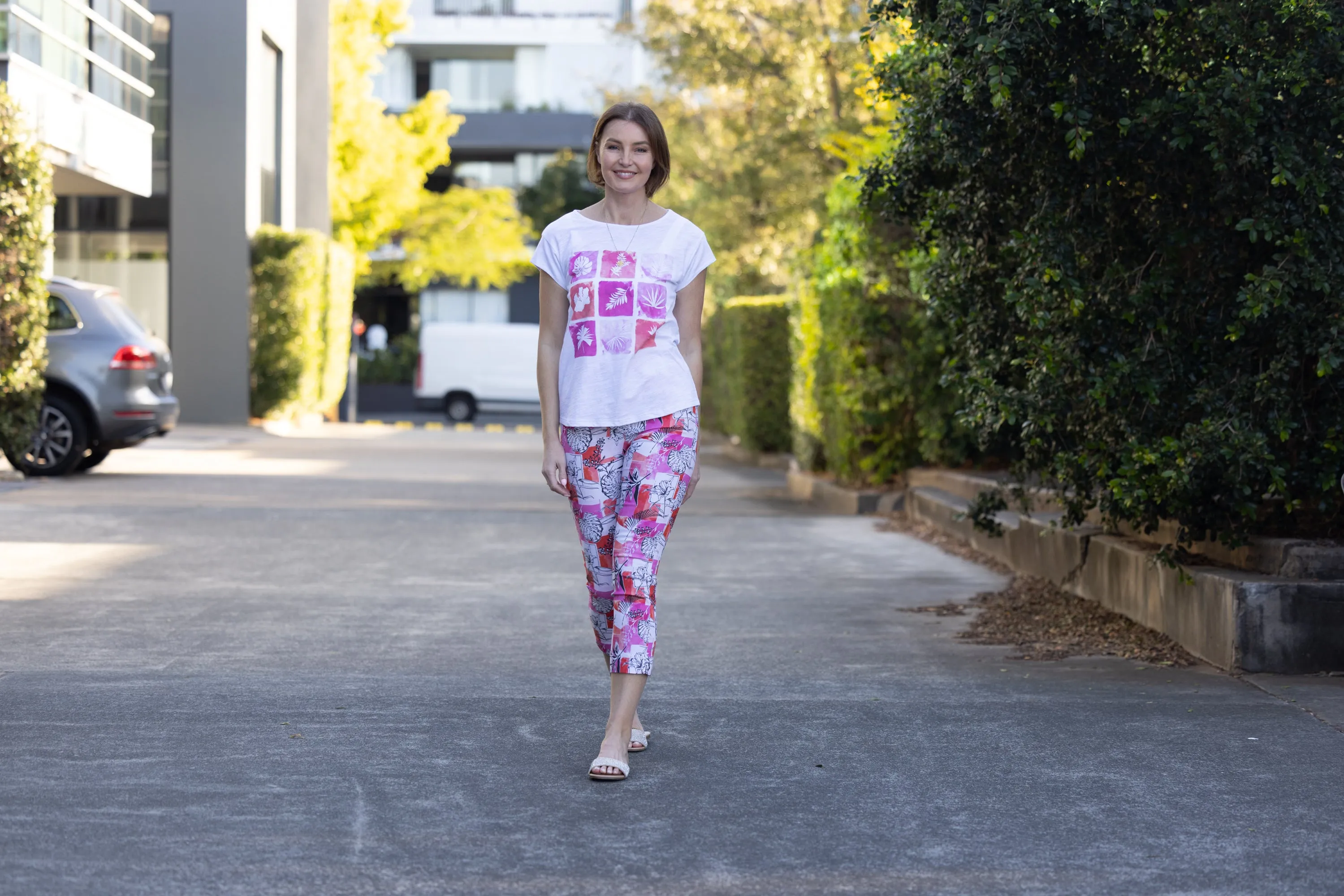 Keyline Floral Print 7/8 Pull-On Pant - Pink