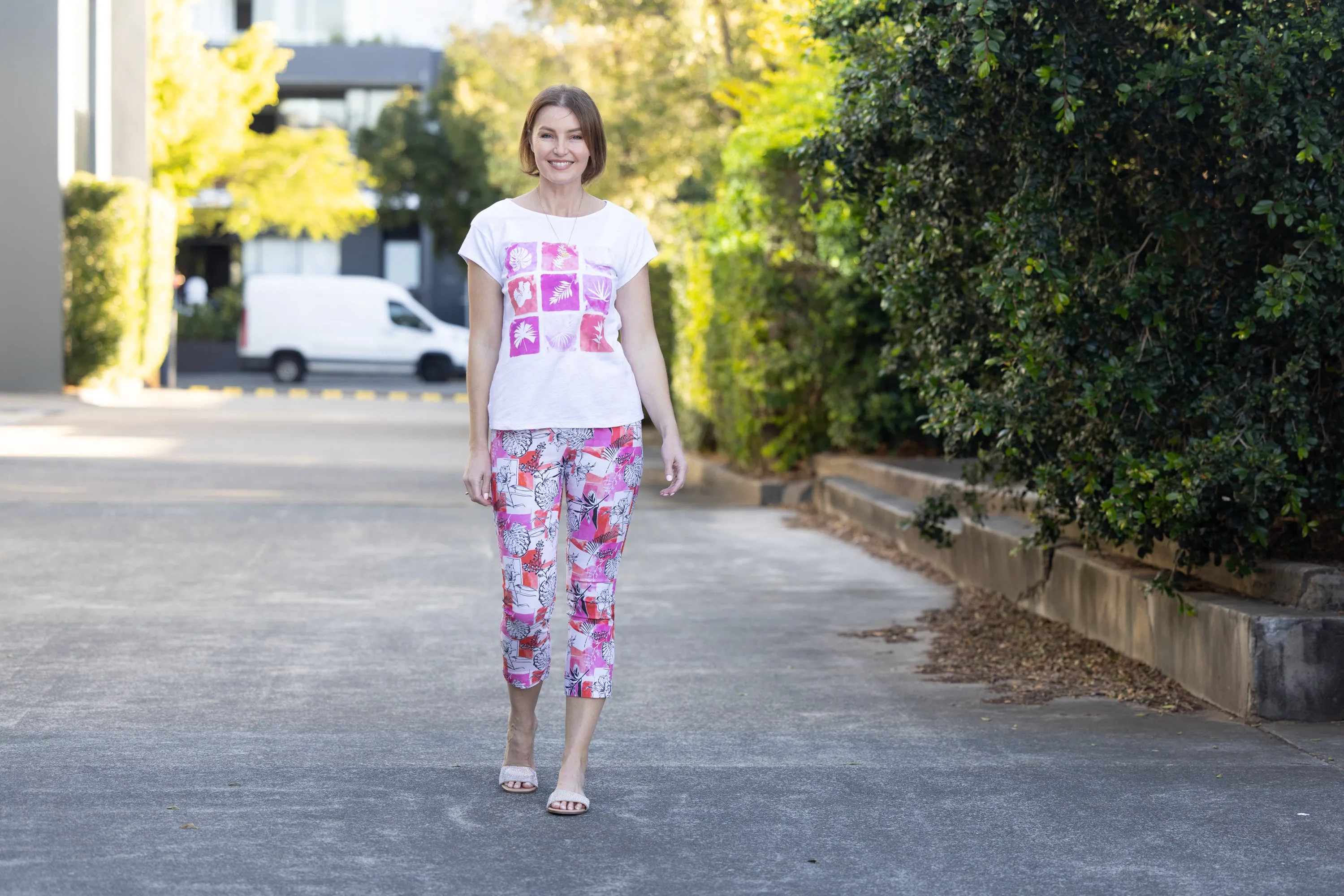 Keyline Floral Print 7/8 Pull-On Pant - Pink