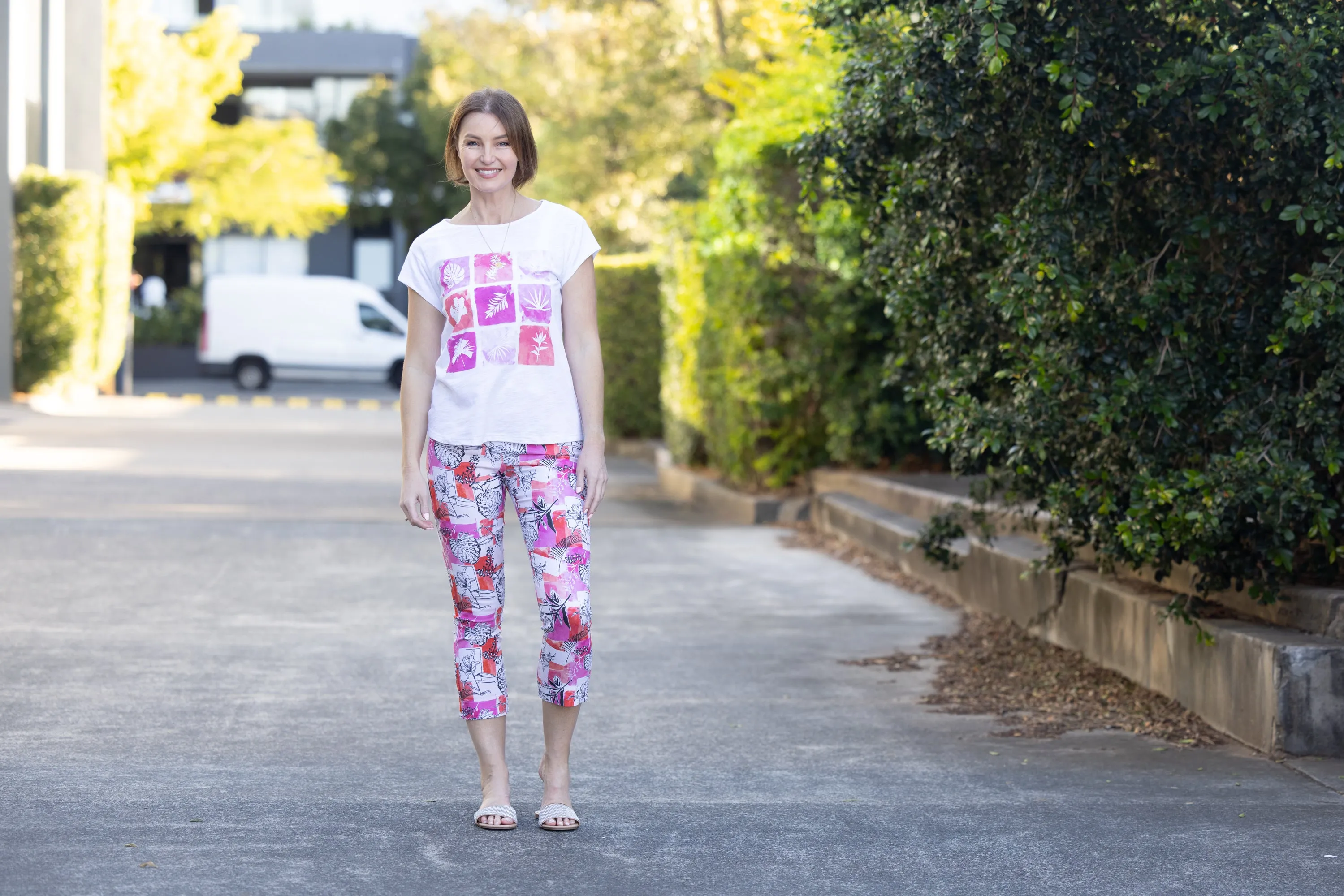 Keyline Floral Print 7/8 Pull-On Pant - Pink