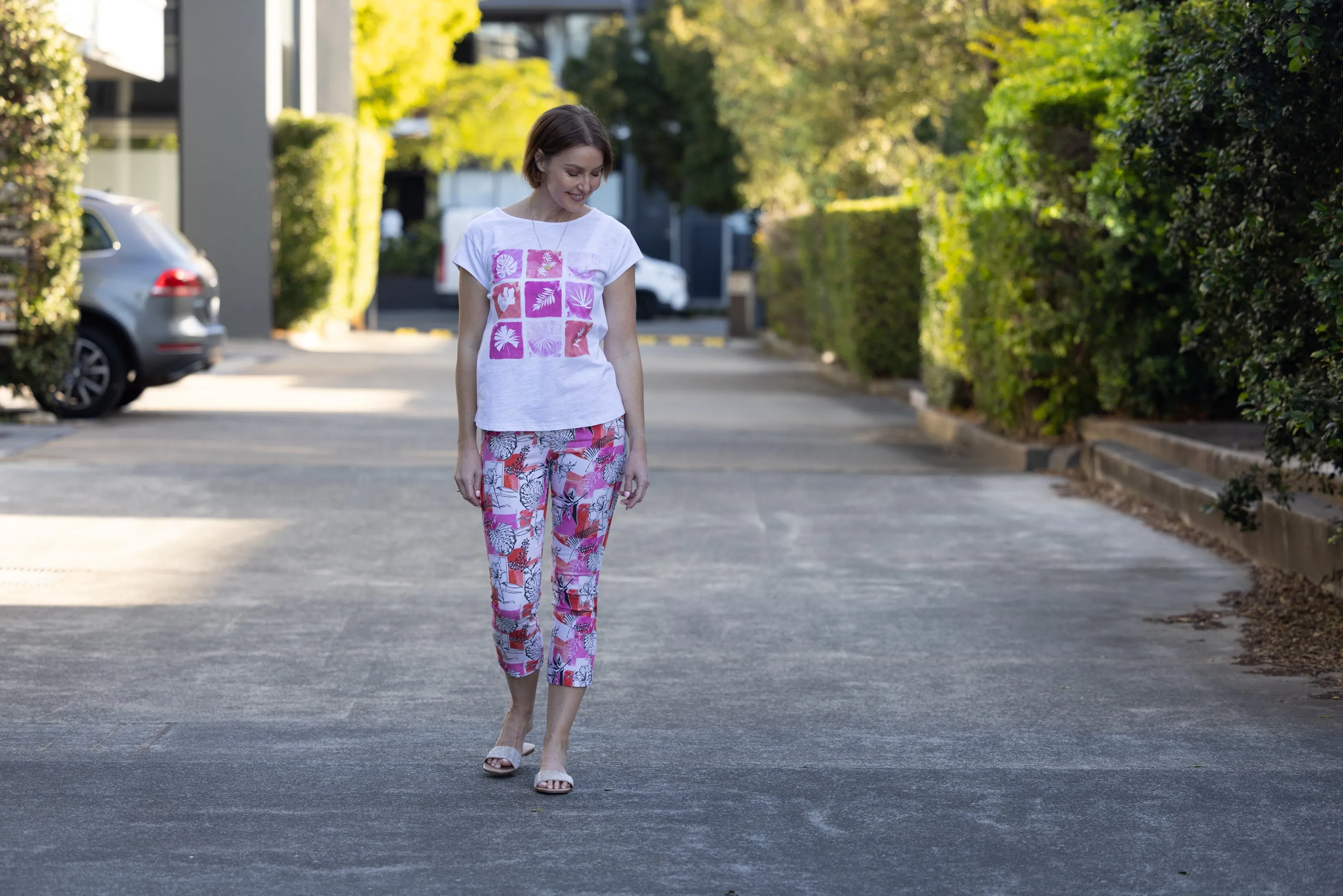 Keyline Floral Print 7/8 Pull-On Pant - Pink