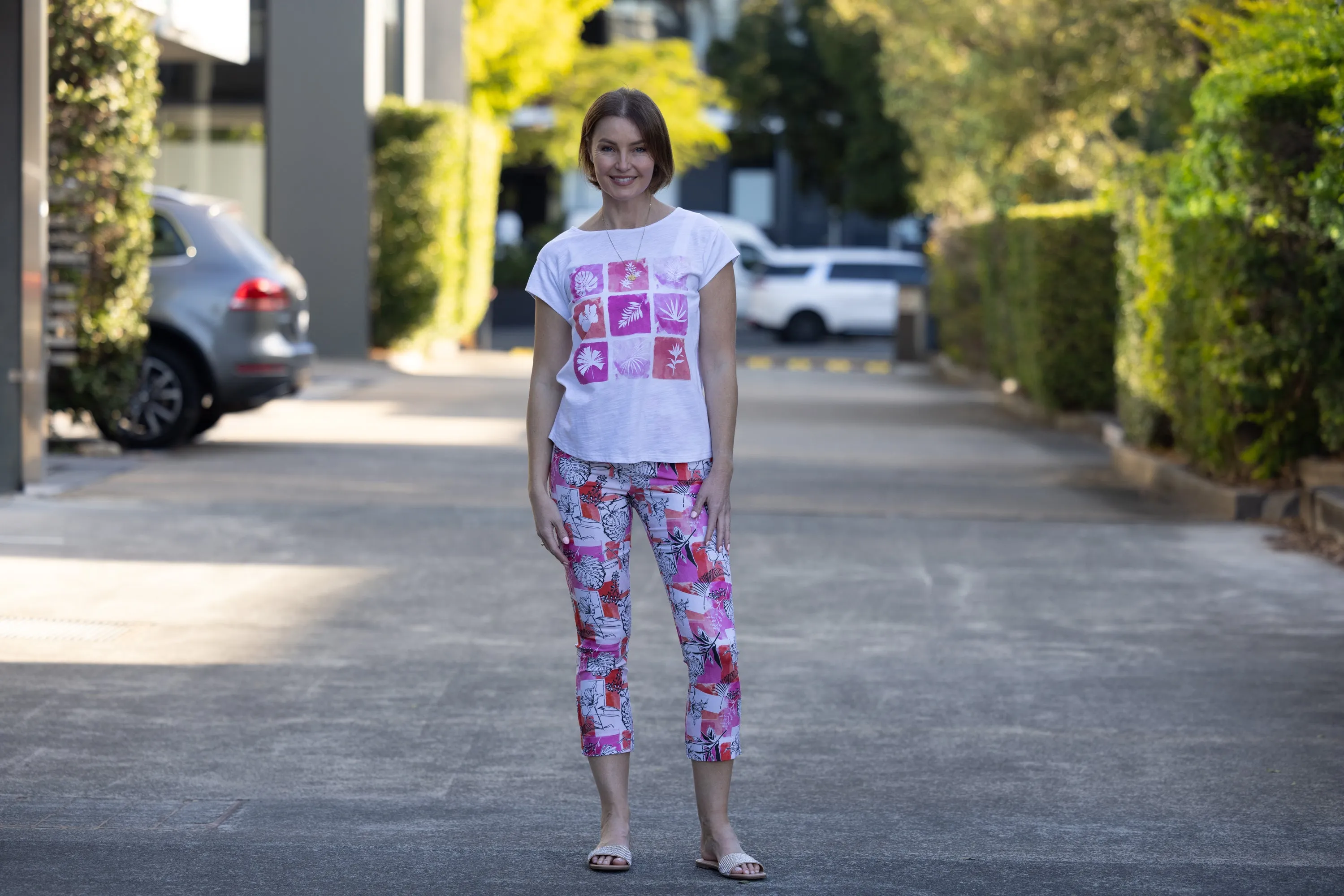 Keyline Floral Print 7/8 Pull-On Pant - Pink