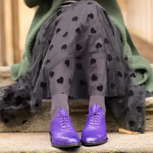 Kim Violet scarpa bassa allacciata in nappa viola artigianale Toscana