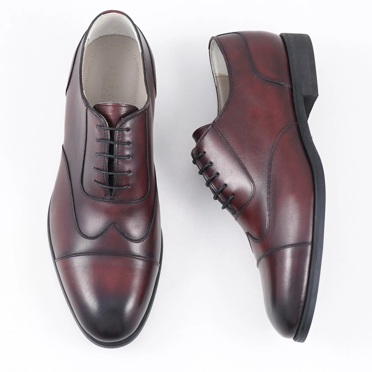 Kiton Burgundy Calf Leather Oxford