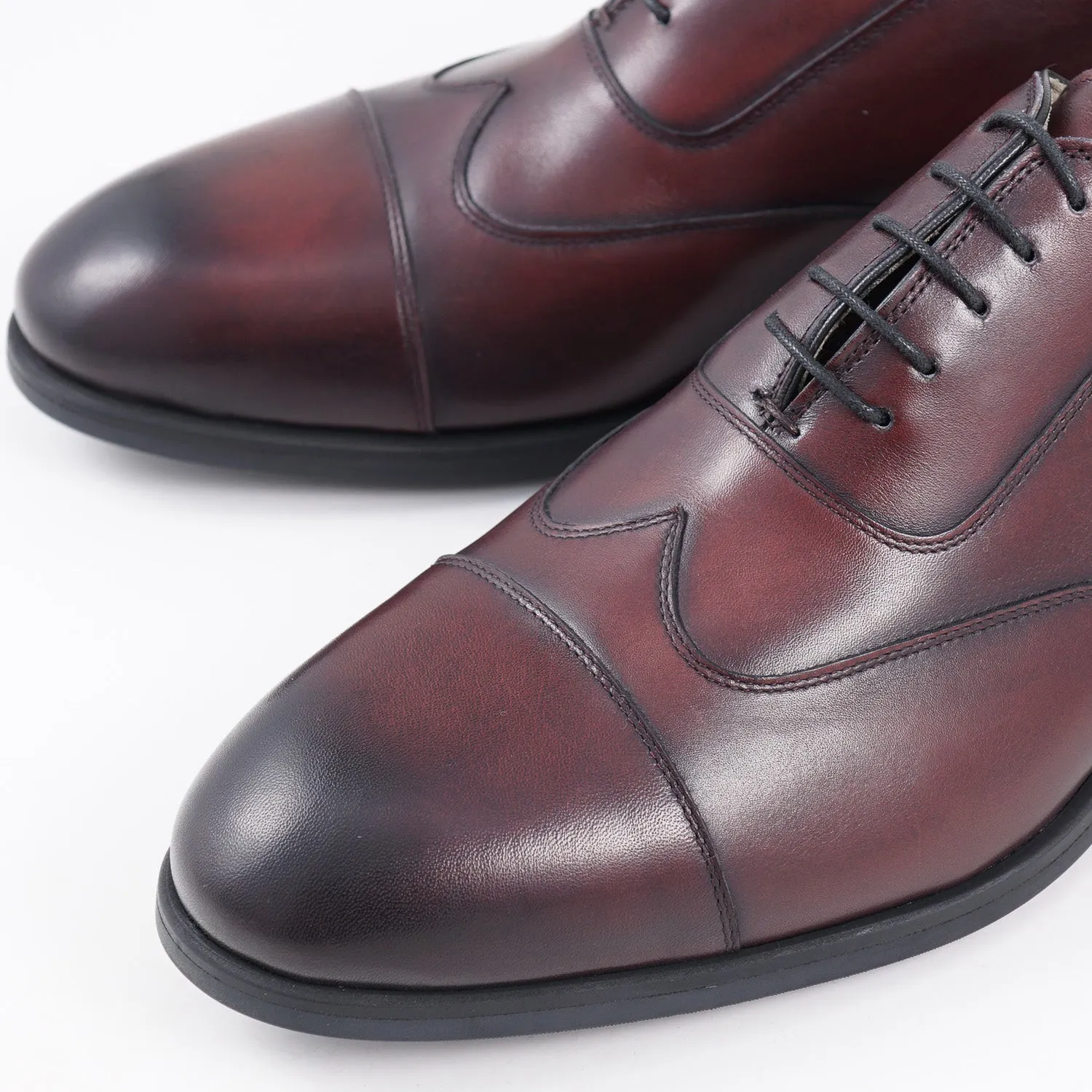 Kiton Burgundy Calf Leather Oxford