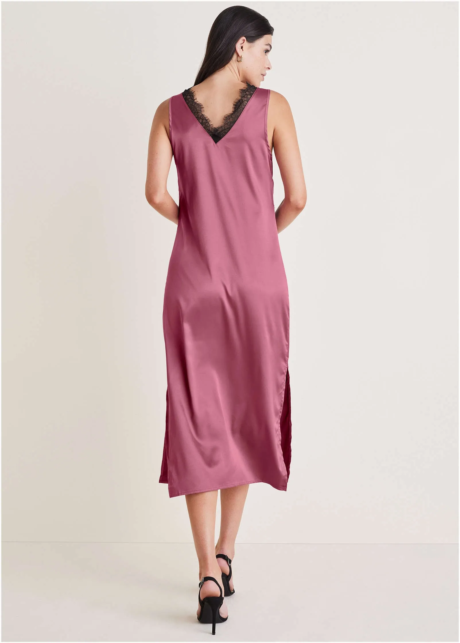 Lace Trim Midi Dress - Heather Rose