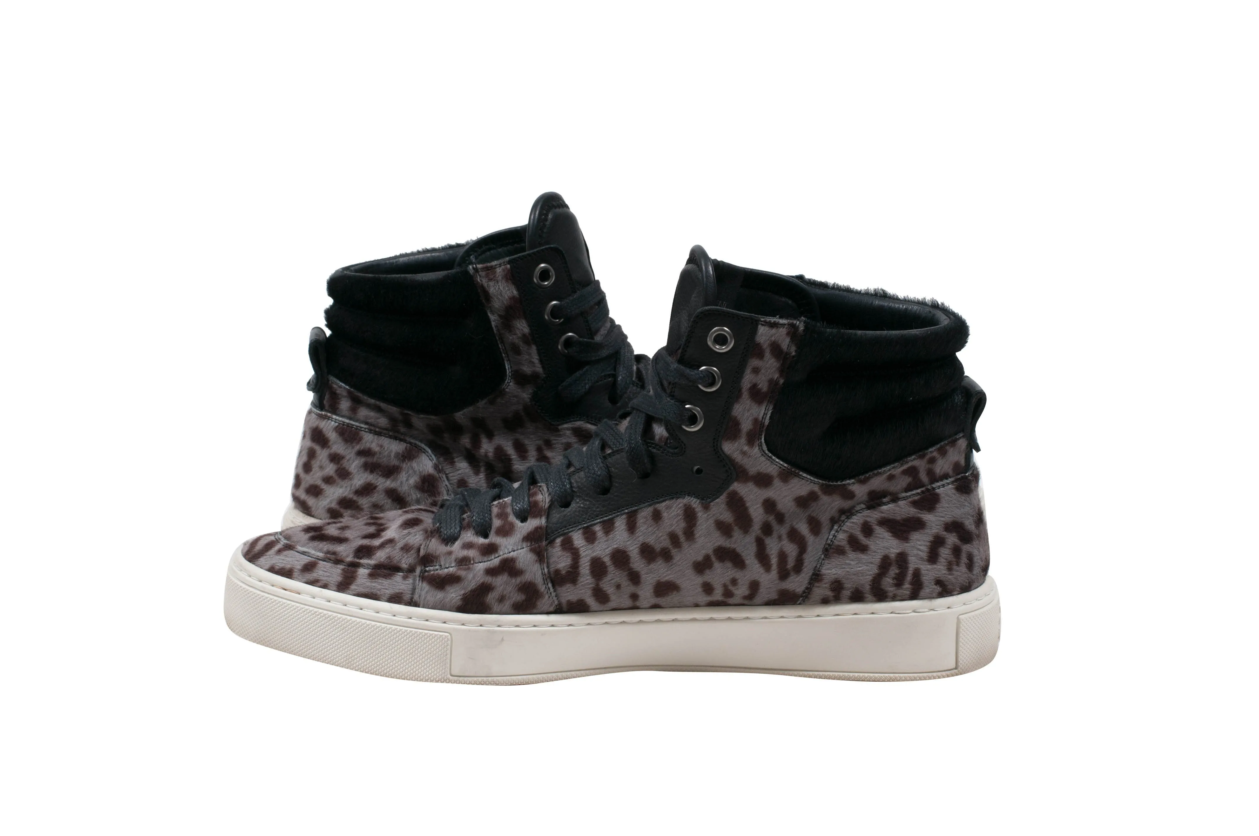 Leopard Print Pony Hair High Top Sneakers