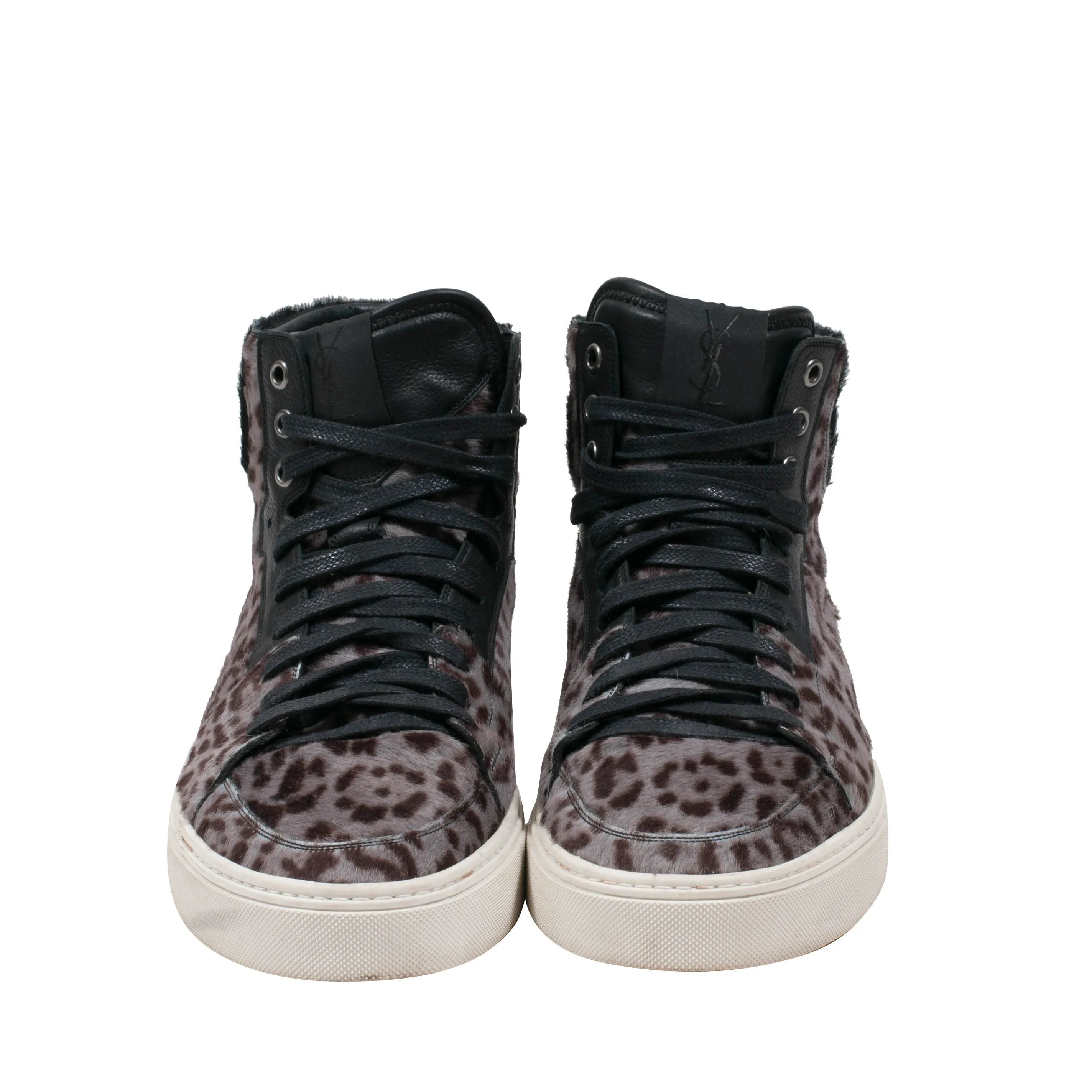 Leopard Print Pony Hair High Top Sneakers