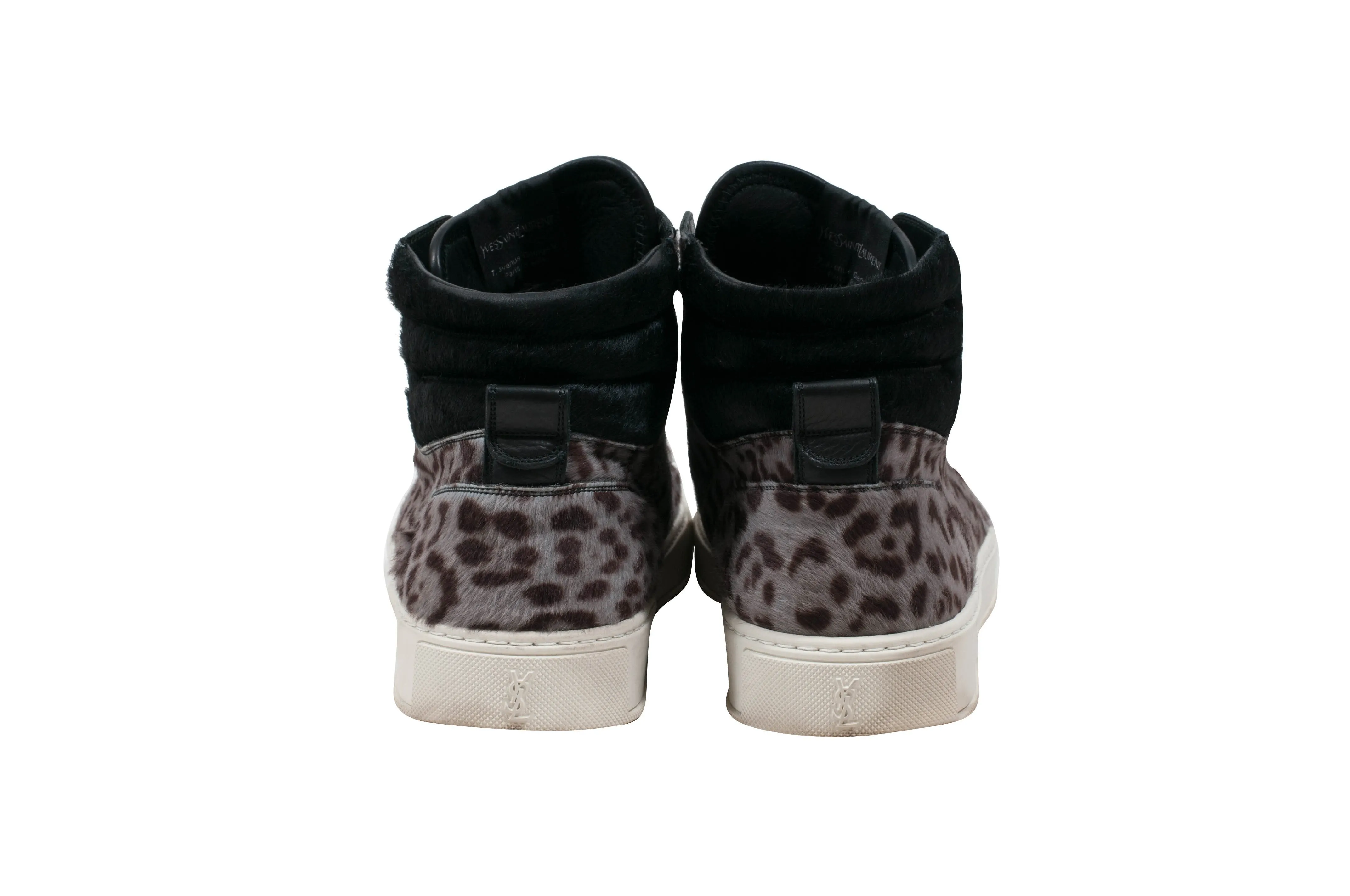 Leopard Print Pony Hair High Top Sneakers
