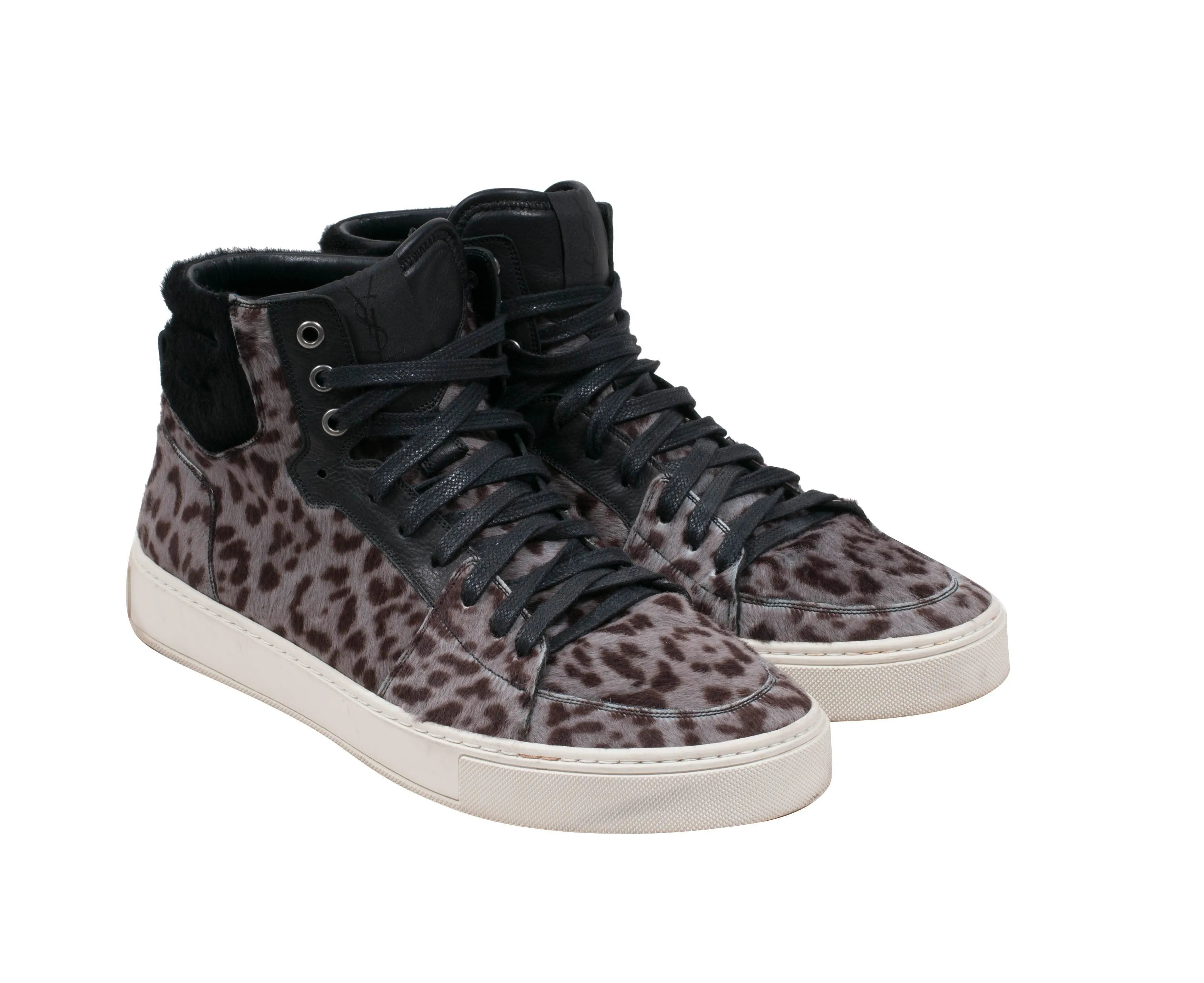 Leopard Print Pony Hair High Top Sneakers