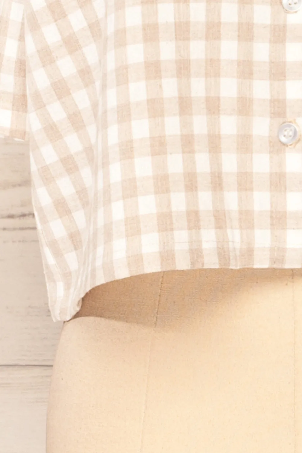 Lugaa | Short Sleeve Gingham Print Button-Up Shirt