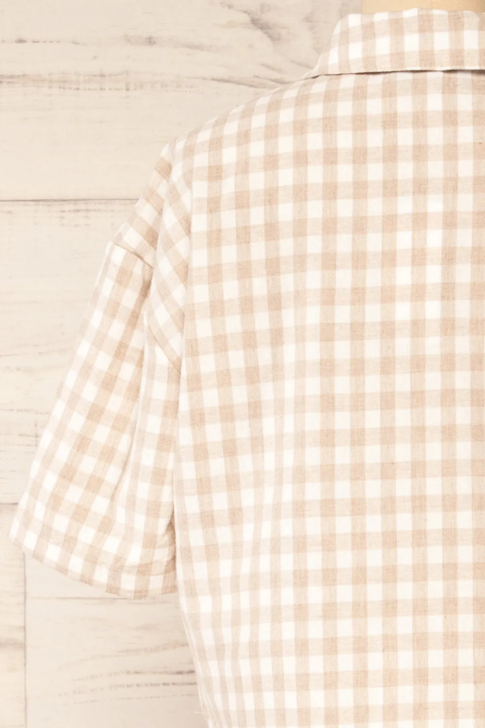 Lugaa | Short Sleeve Gingham Print Button-Up Shirt