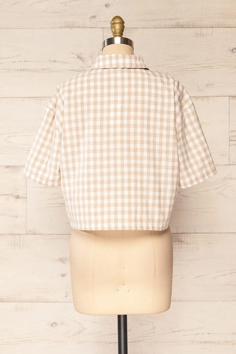 Lugaa | Short Sleeve Gingham Print Button-Up Shirt