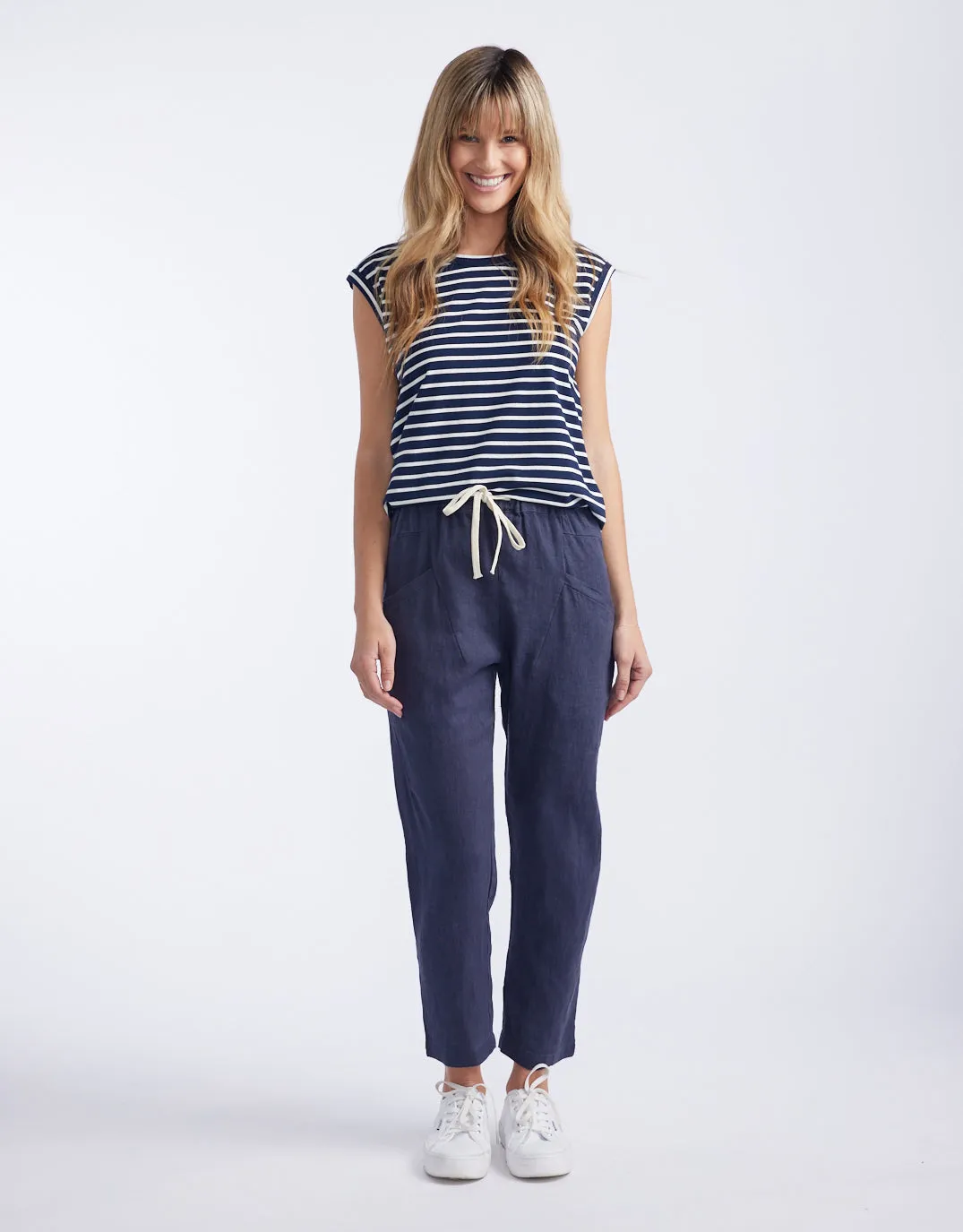 Luxe Linen Pants - Washed Navy