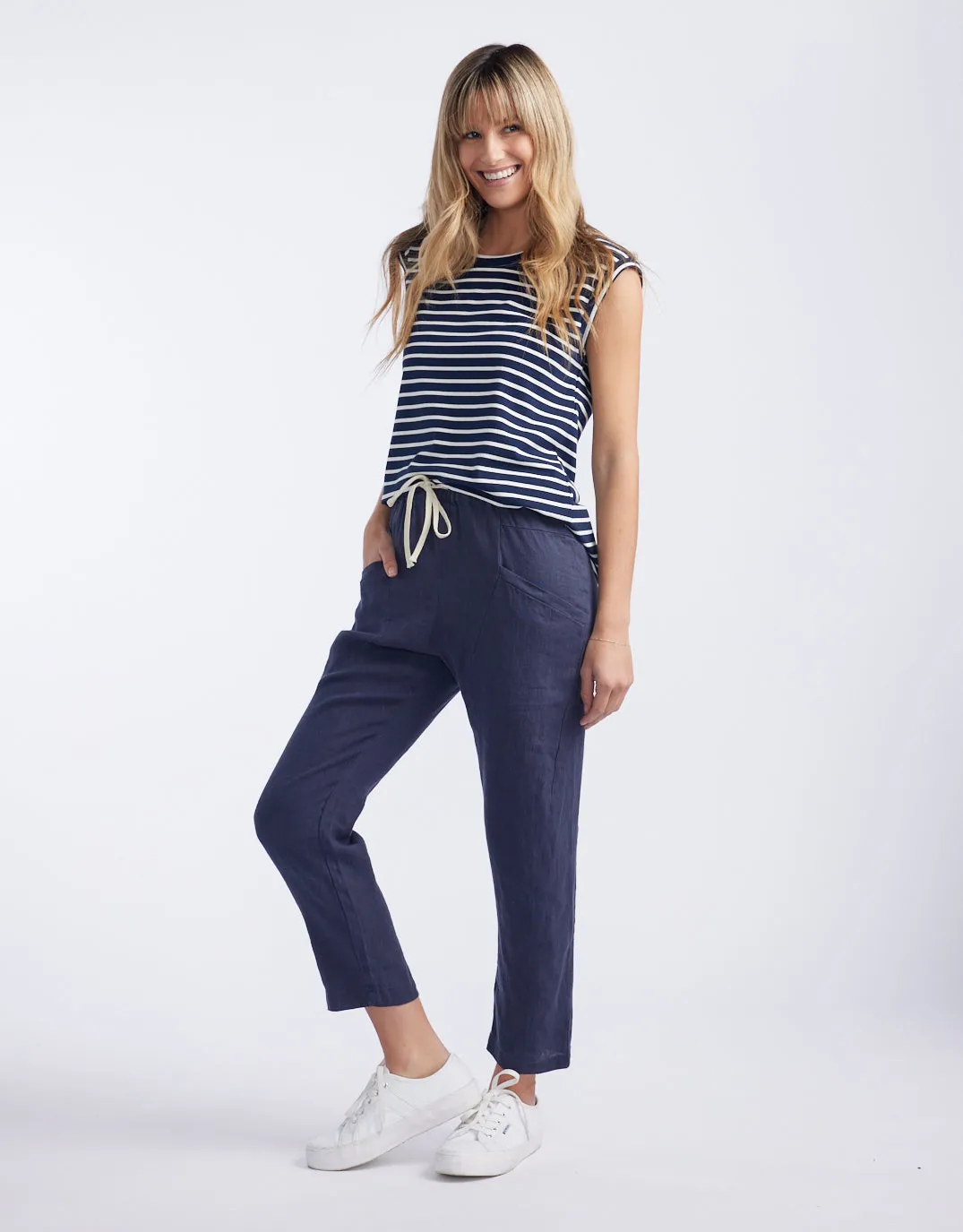 Luxe Linen Pants - Washed Navy