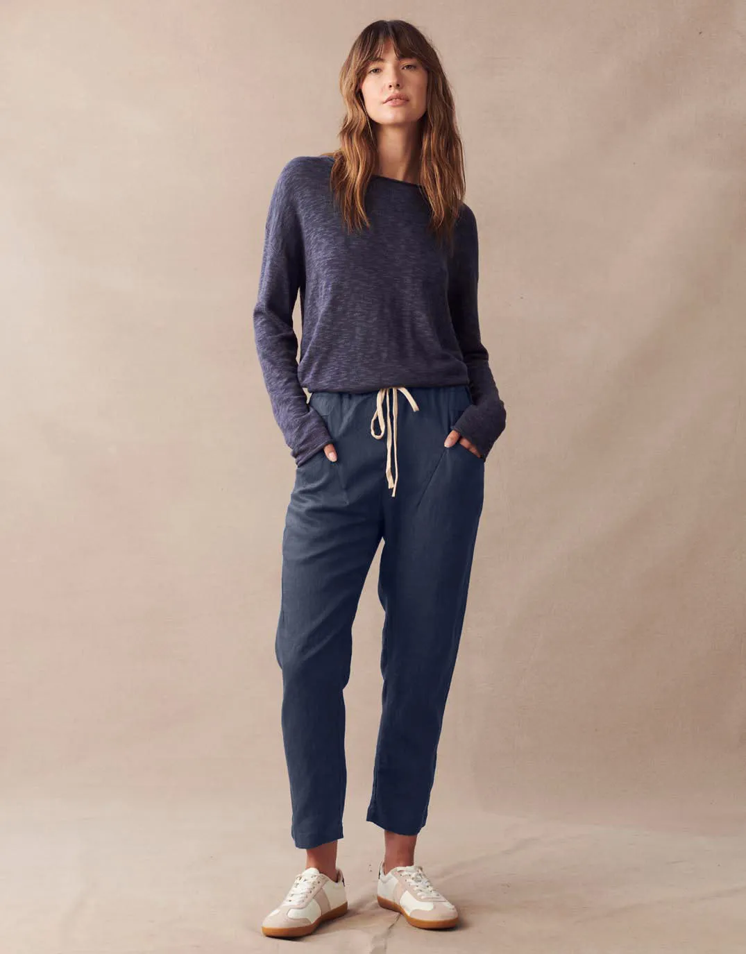 Luxe Linen Pants - Washed Navy