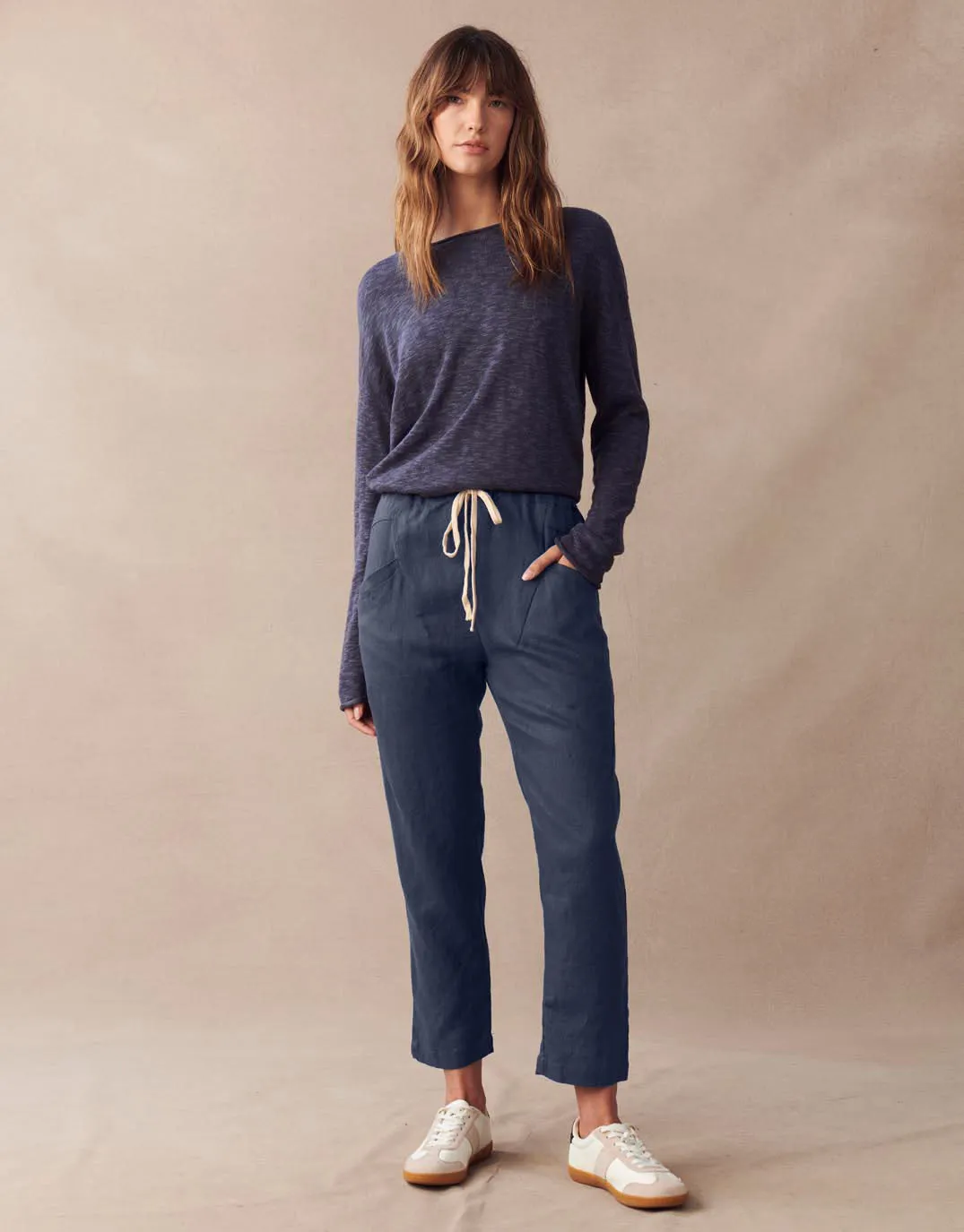 Luxe Linen Pants - Washed Navy