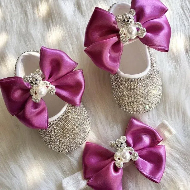 Luxurious Sparkling Shoes and Headpiece Set - Silver Violet