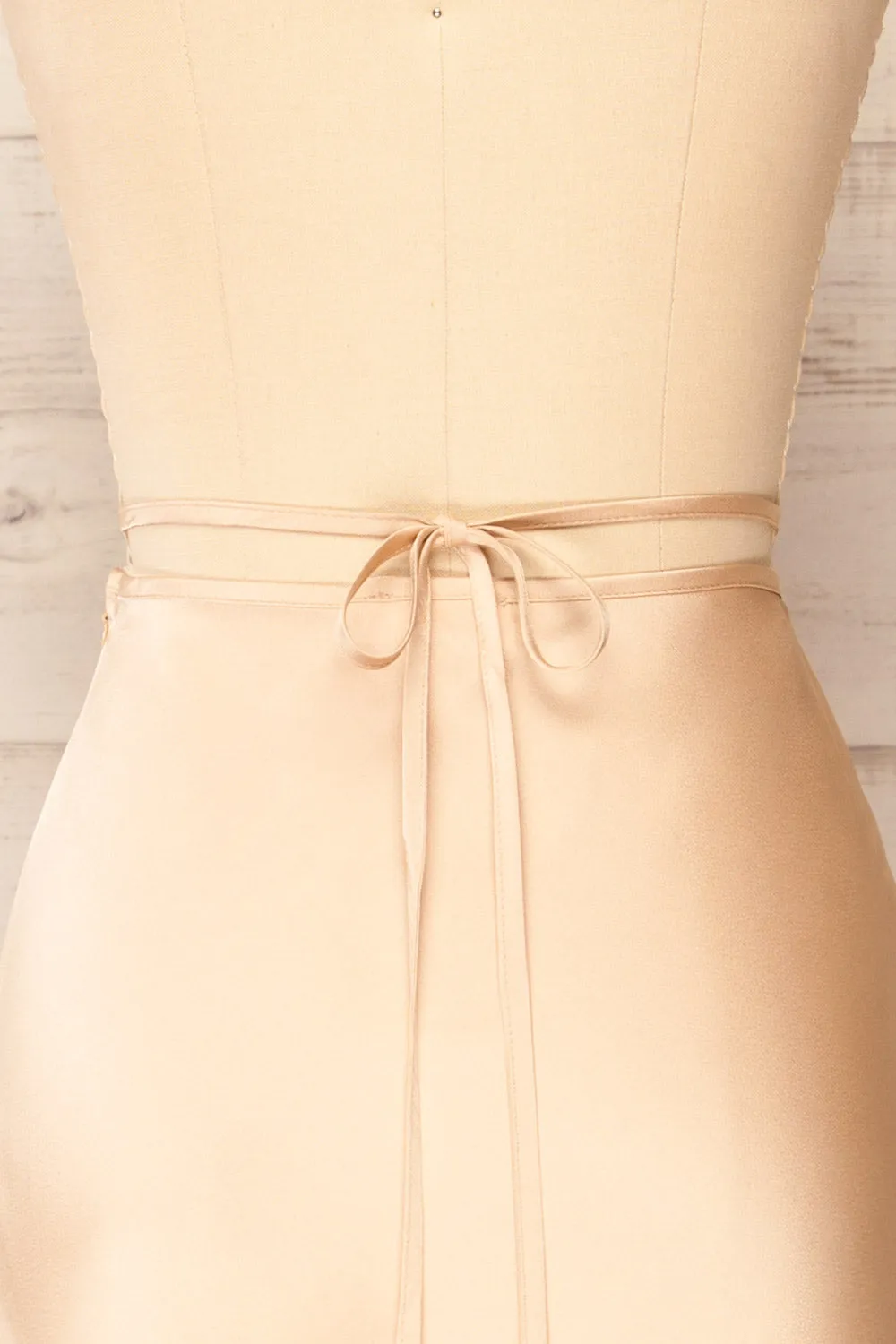 Maddie Champagne | Satin Midi Skirt
