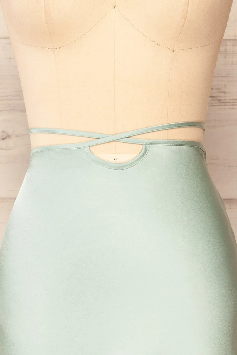 Maddie Mint | Satin Midi Skirt