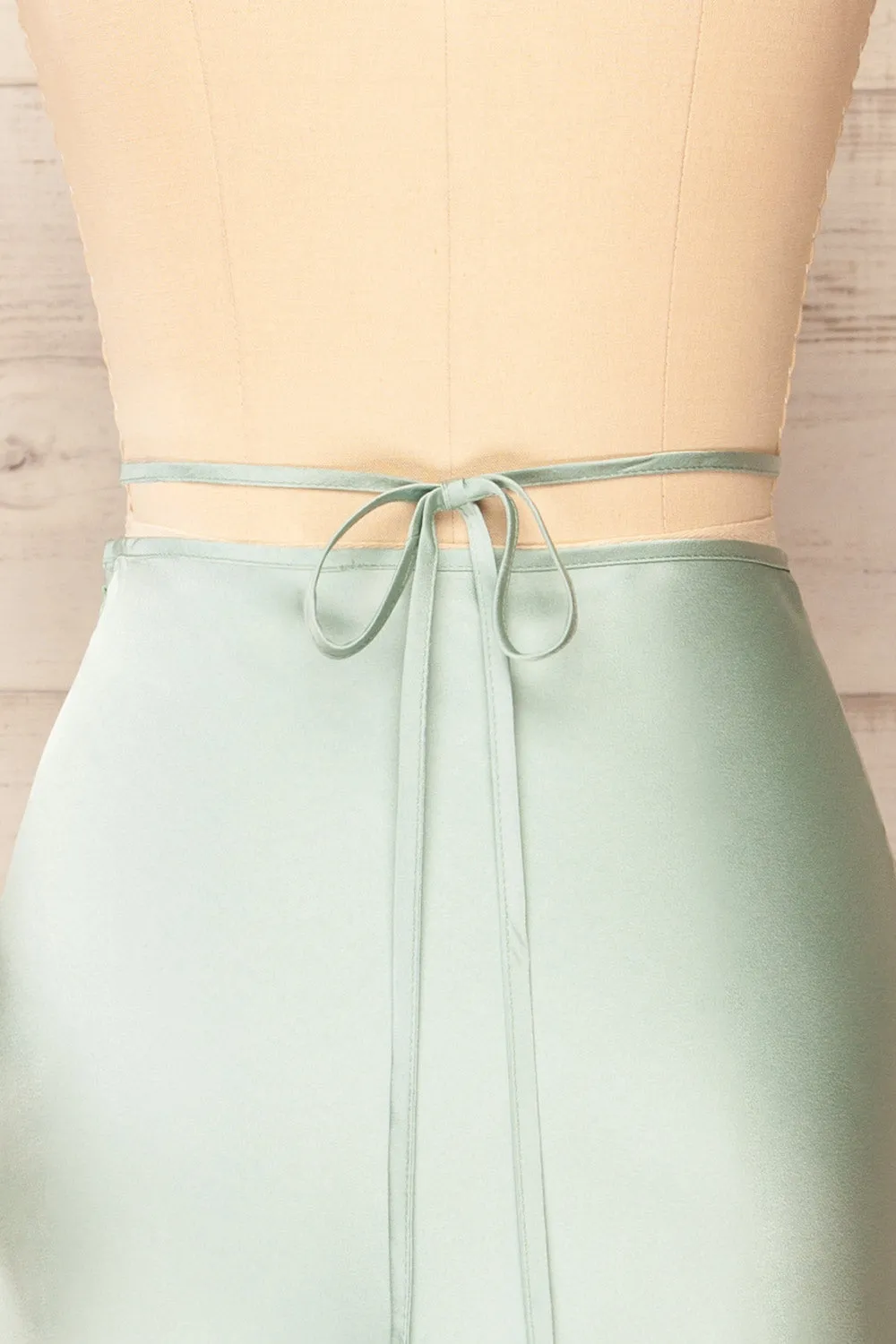Maddie Mint | Satin Midi Skirt