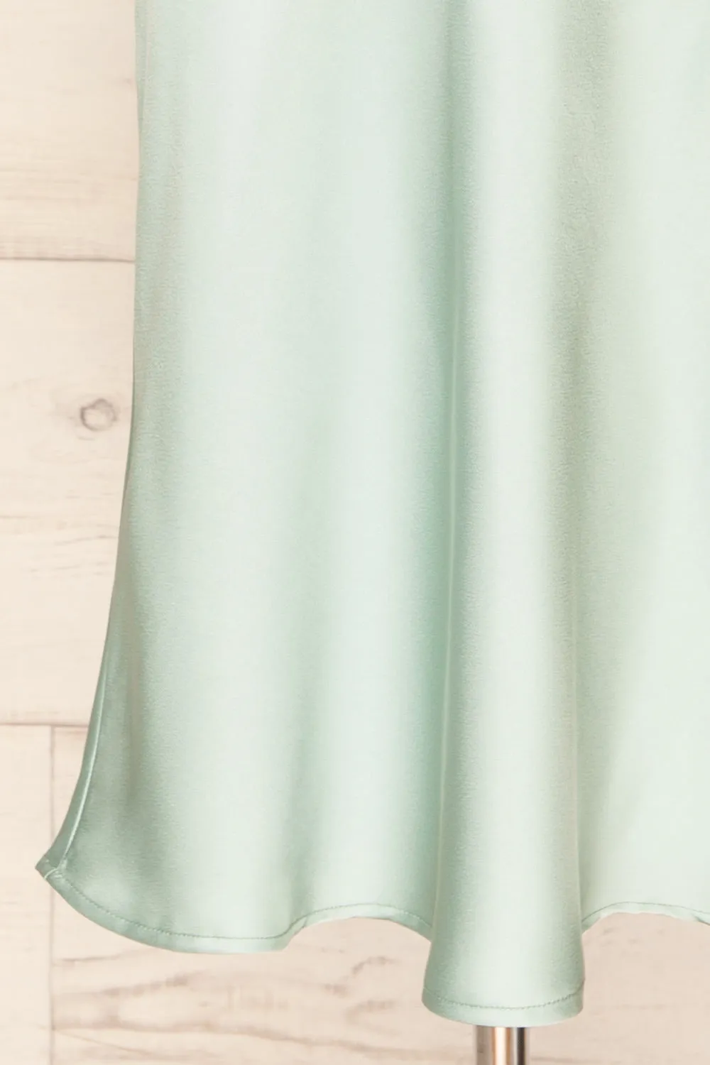 Maddie Mint | Satin Midi Skirt