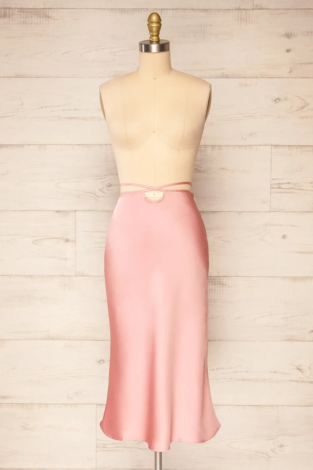 Maddie Pink | Satin Midi Skirt