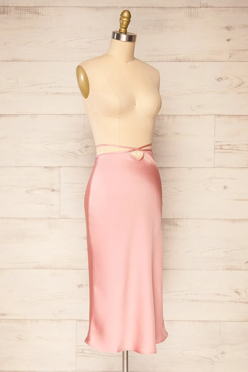 Maddie Pink | Satin Midi Skirt