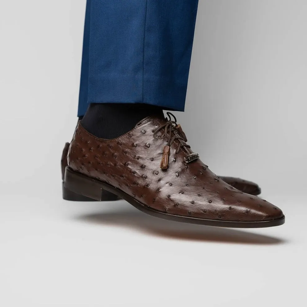 Marco Di Milano Criss Men's Shoes Exotic Ostrich Quill Dress Oxfords (MDM1073)