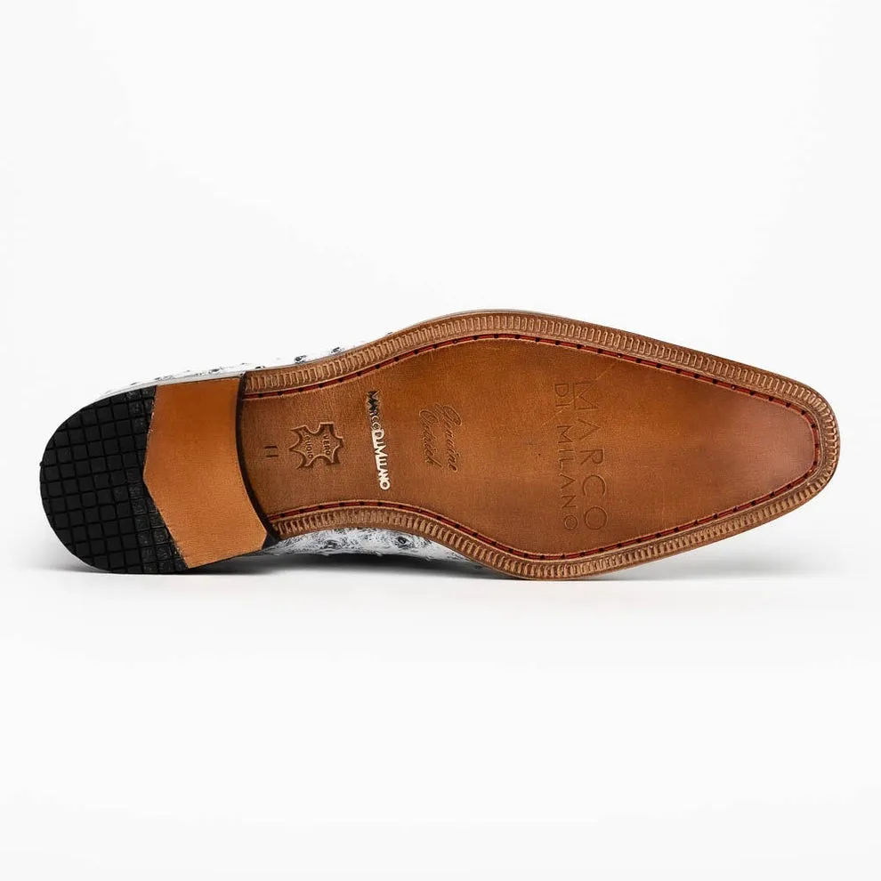 Marco Di Milano Criss Men's Shoes Exotic Ostrich Quill Dress Oxfords (MDM1073)