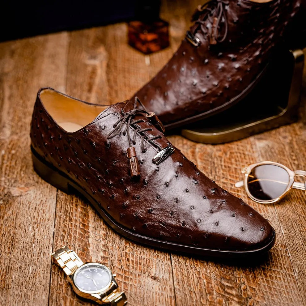 Marco Di Milano Criss Men's Shoes Exotic Ostrich Quill Dress Oxfords (MDM1073)