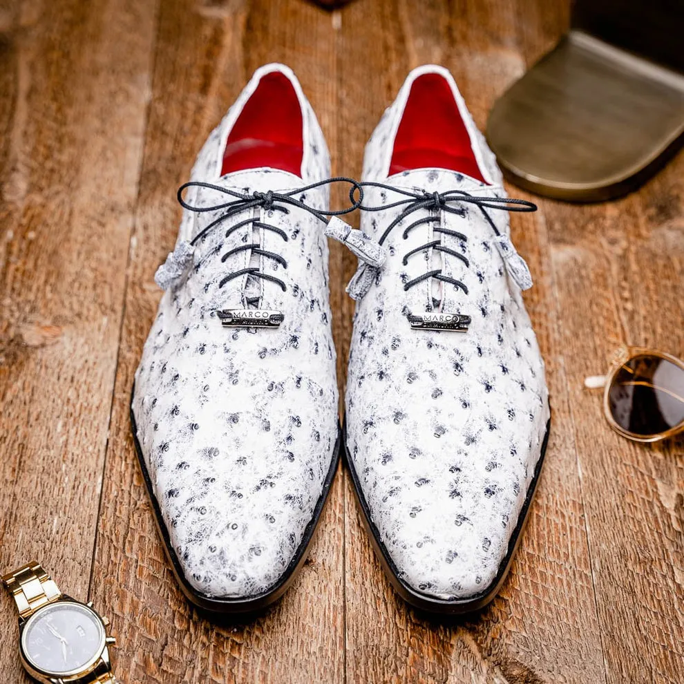 Marco Di Milano Criss Men's Shoes Exotic Ostrich Quill Dress Oxfords (MDM1073)