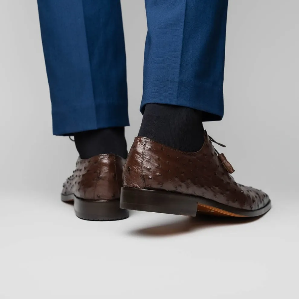 Marco Di Milano Criss Men's Shoes Exotic Ostrich Quill Dress Oxfords (MDM1073)