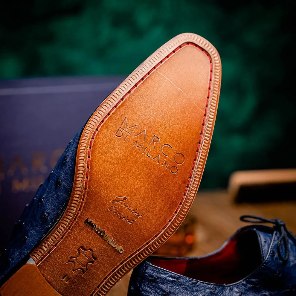 Marco Di Milano Criss Men's Shoes Exotic Ostrich Quill Dress Oxfords (MDM1073)