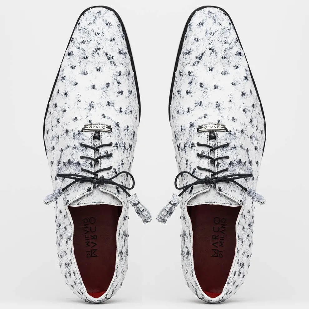 Marco Di Milano Criss Men's Shoes Exotic Ostrich Quill Dress Oxfords (MDM1073)