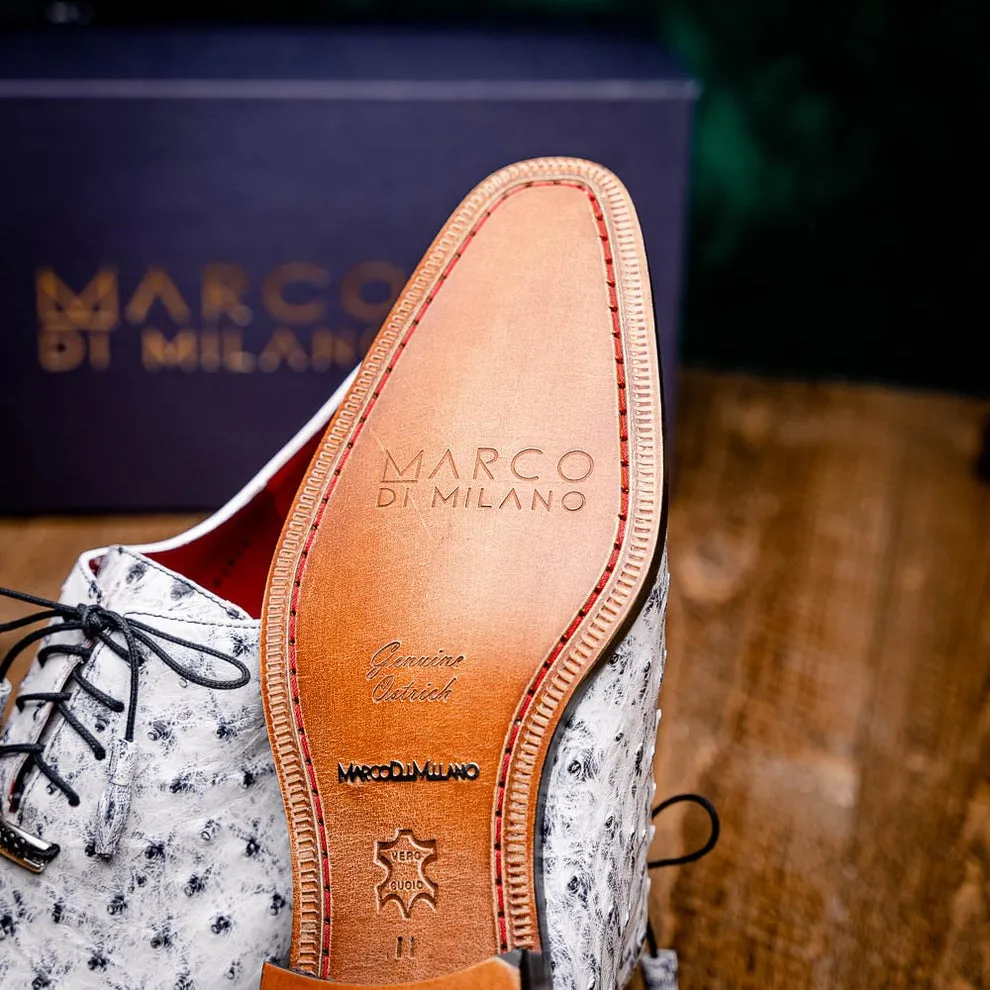 Marco Di Milano Criss Men's Shoes Exotic Ostrich Quill Dress Oxfords (MDM1073)