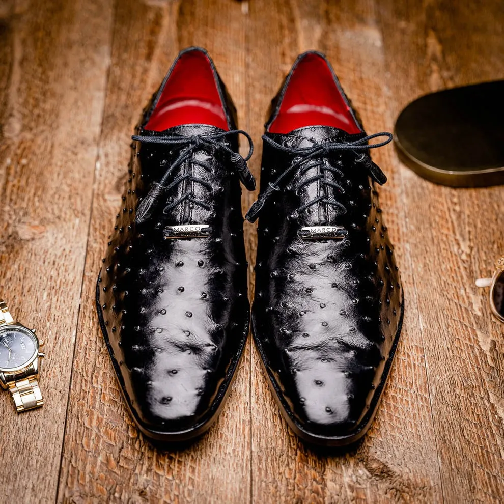 Marco Di Milano Criss Men's Shoes Exotic Ostrich Quill Dress Oxfords (MDM1073)