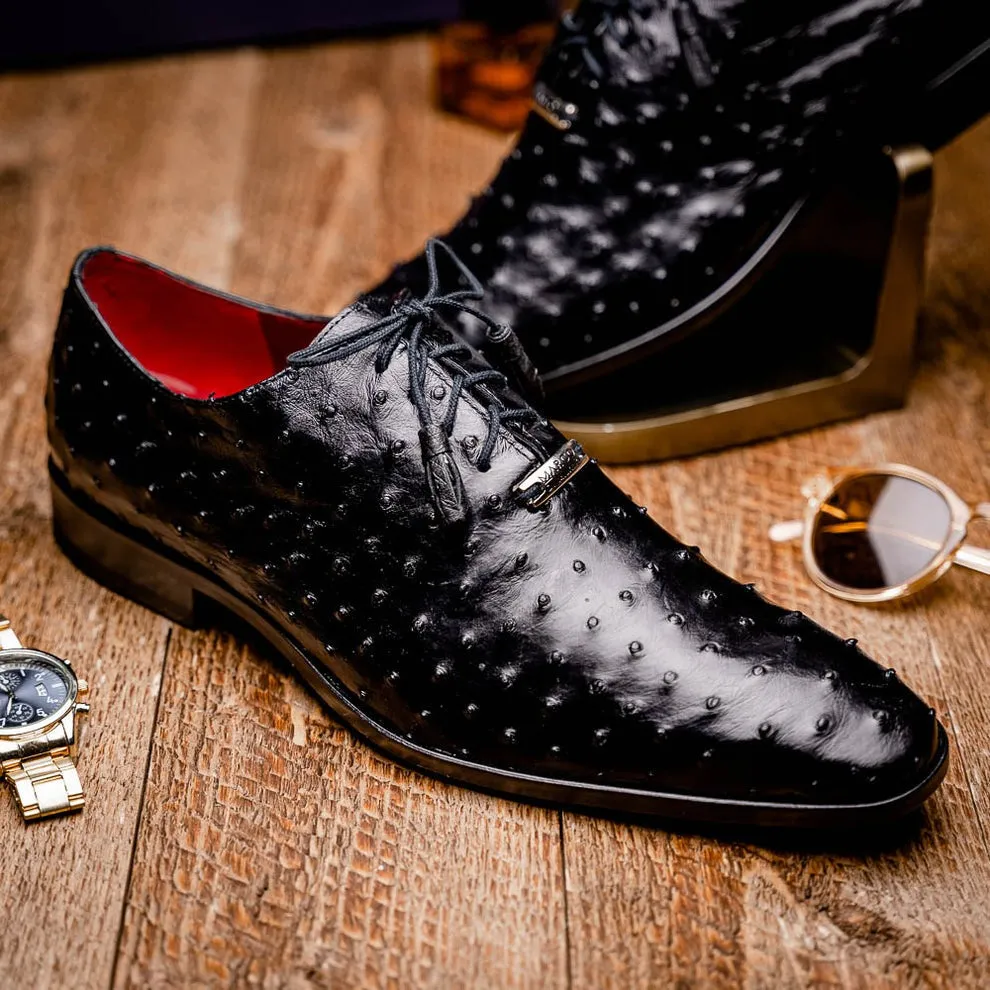 Marco Di Milano Criss Men's Shoes Exotic Ostrich Quill Dress Oxfords (MDM1073)