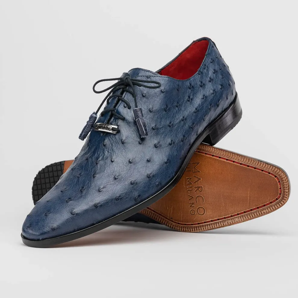 Marco Di Milano Criss Men's Shoes Exotic Ostrich Quill Dress Oxfords (MDM1073)