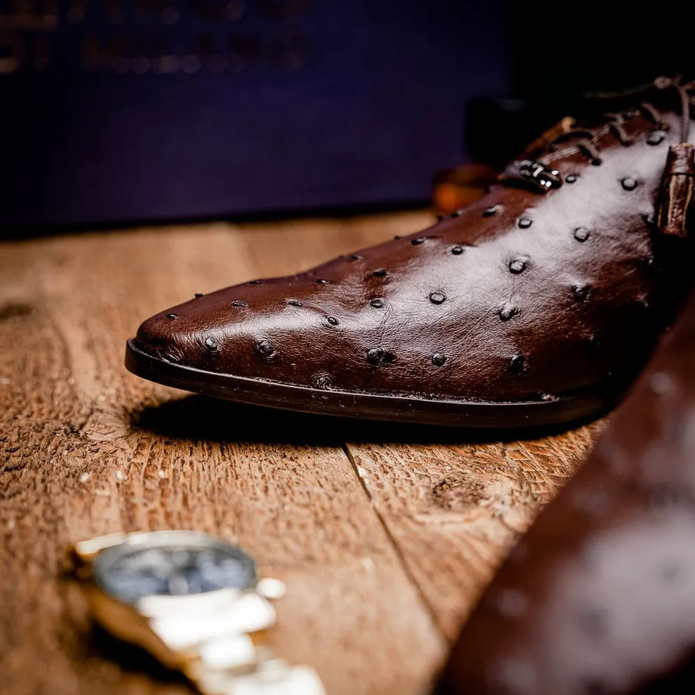 Marco Di Milano Criss Men's Shoes Exotic Ostrich Quill Dress Oxfords (MDM1073)