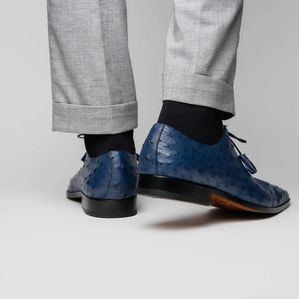 Marco Di Milano Criss Men's Shoes Exotic Ostrich Quill Dress Oxfords (MDM1073)